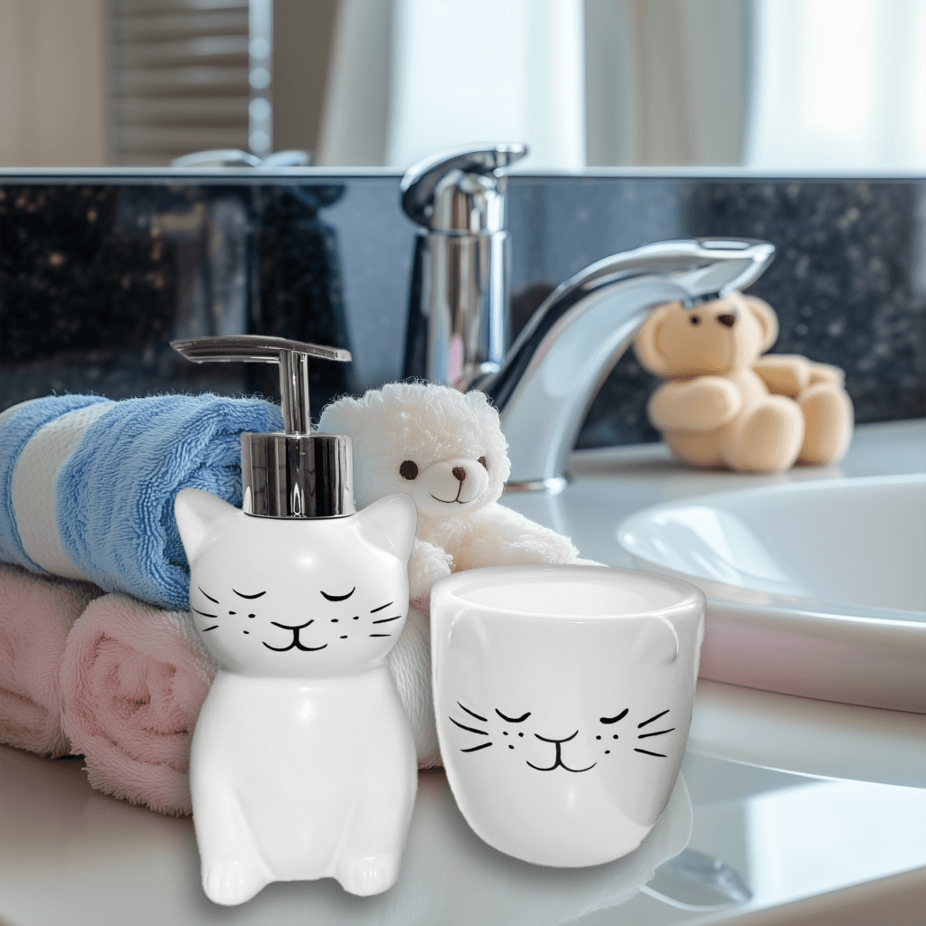 Dispenser Sabonete Líquido e Porta Escovas Gato